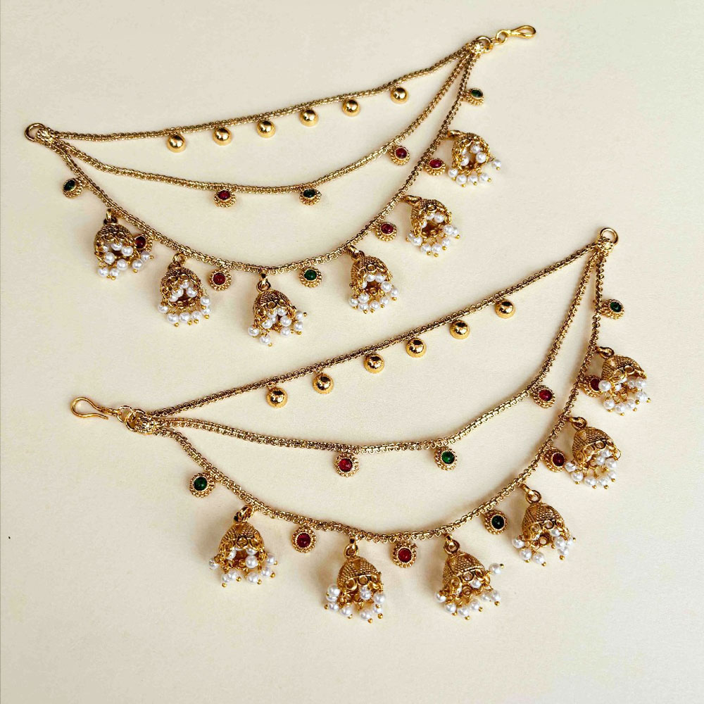 Handmade Brass Metal Jewellery Jhumki Ear Chain